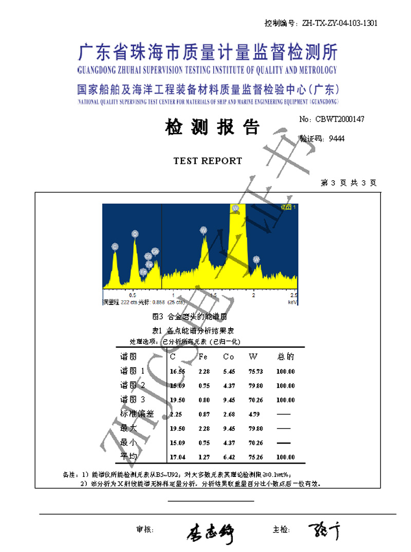 标准齿合金能谱分析